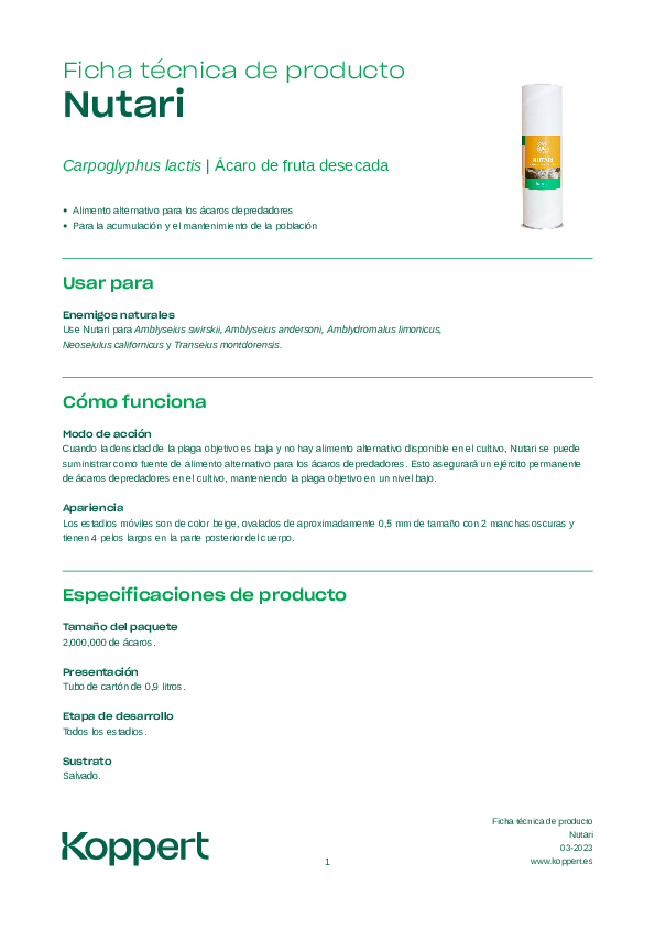 Nutari Ficha Técnica