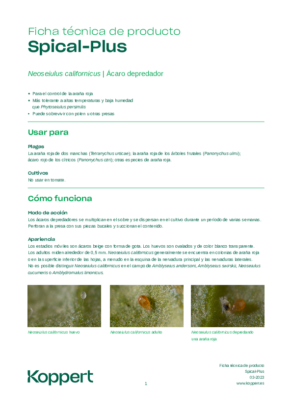 Spical-Plus Ficha Técnica