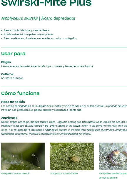 Swirski-Mite Plus Ficha Técnica
