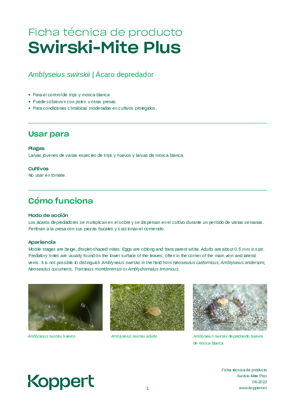 Swirski-Mite Plus Ficha Técnica
