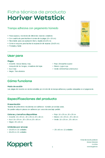 Ficha técnica de producto Horiver Wetstick