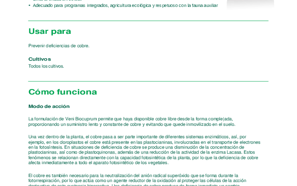 Ficha Técnica de Veni Biocuprum