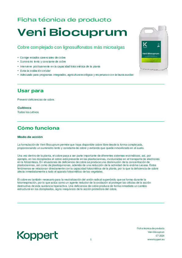 Ficha Técnica de Veni Biocuprum