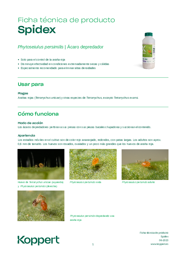 Spidex Ficha Técnica
