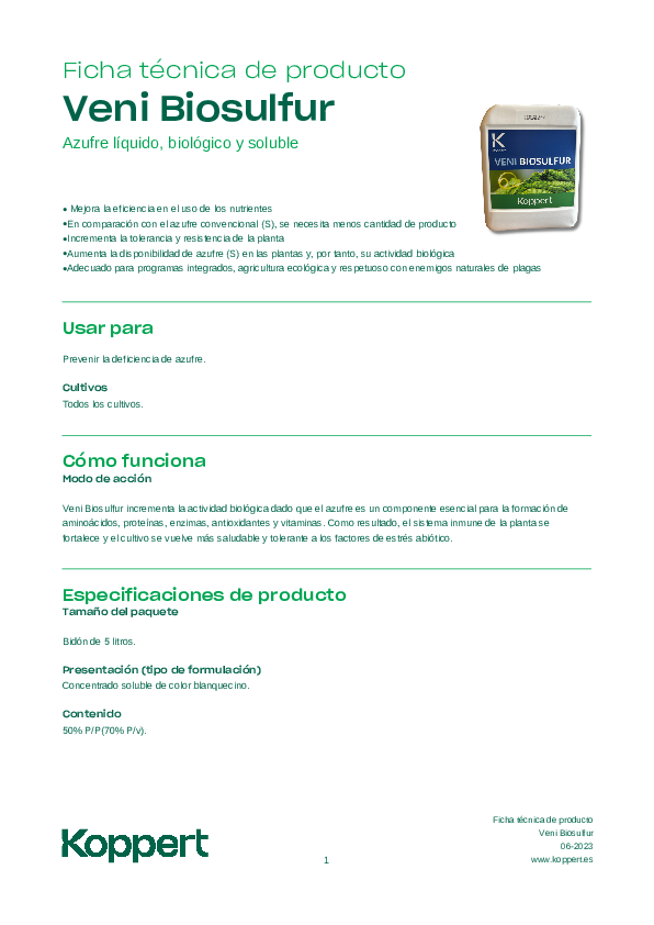 Veni Biosulfur Ficha Técnica