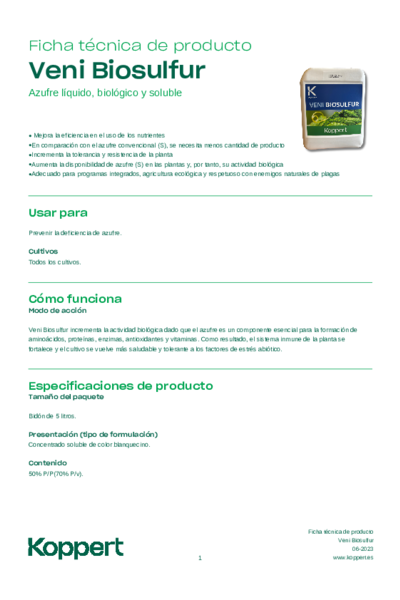 Veni Biosulfur Ficha Técnica