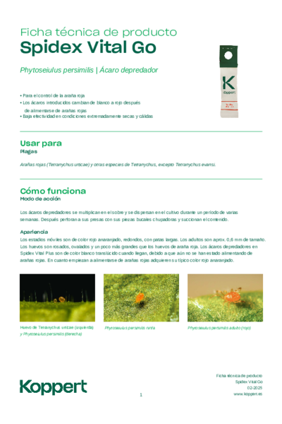 Ficha técnica - Spidex Vital Go