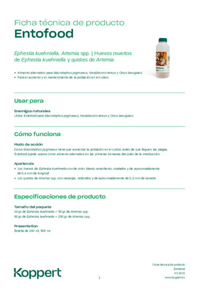 Entofood Ficha Técnica